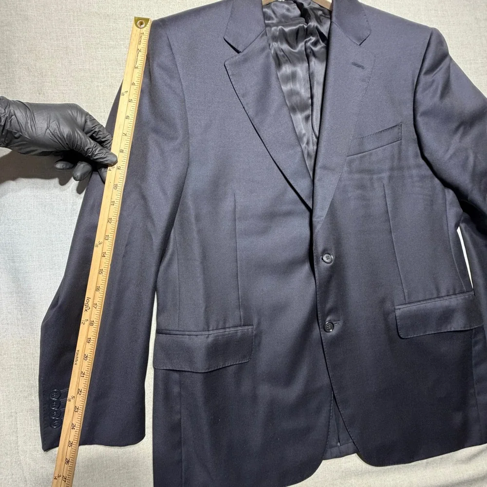 Canali Suit Men 44 - 37x33 Navy Blue Solid LS 2-Button Wool Italian Luxury
